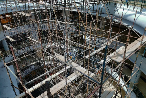 Trabajadores Construcción Que Trabajan Andamios —  Fotos de Stock