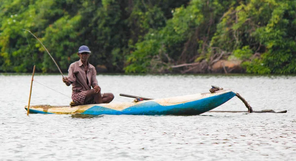 Sri Lankan Fluss Srilankischer Tourismus Fischer Vom See Aktion Beim — Stockfoto