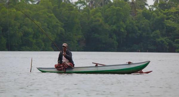 Sri Lankan Fluss Srilankischer Tourismus Fischer Vom See Aktion Beim — Stockfoto