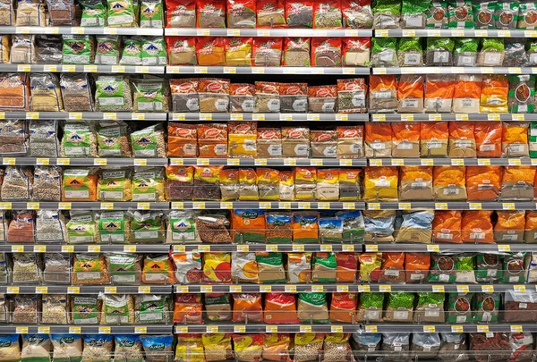 Especiarias Venda Supermercado Especiarias Venda Supermercado — Fotografia de Stock