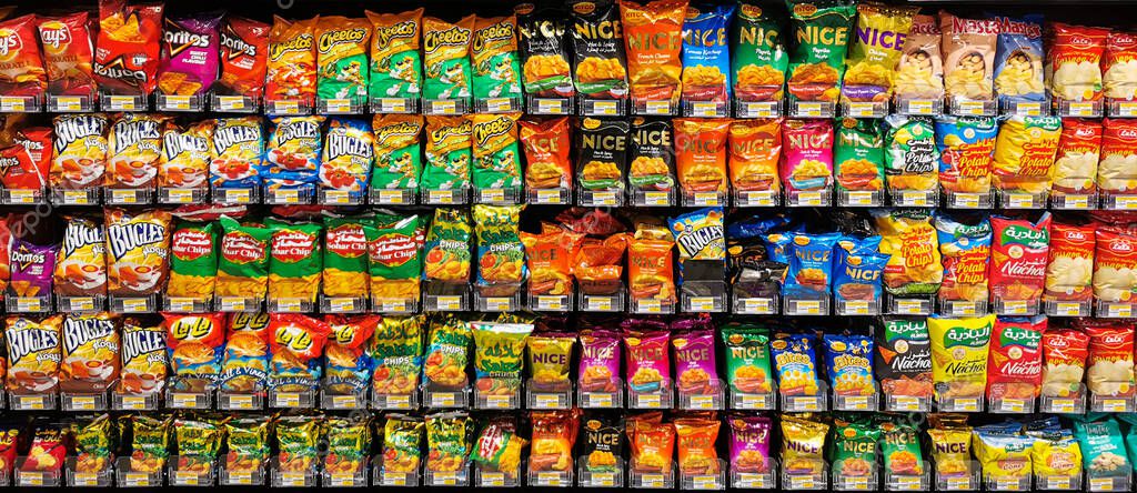 Potato chips For Sale On Supermarket.