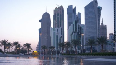 12 February 2021- Colorful Skyline of Capital of Qatar. clipart