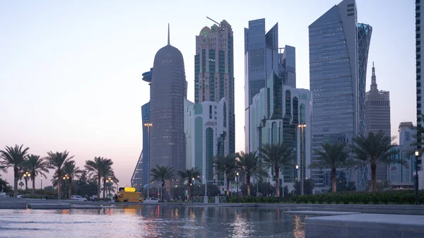 Februari 2021 Färgglada Skyline Huvudstad Qatar — Stockfoto