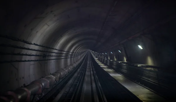 Túnel Subterráneo Metro Unidireccional Con Efecto Difuminado Desenfoque Imagen De Stock