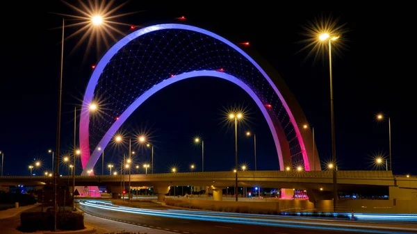 Doha Qatar Mayo 2021 Wahda Bridge Doha City Conocido Como Imagen De Stock