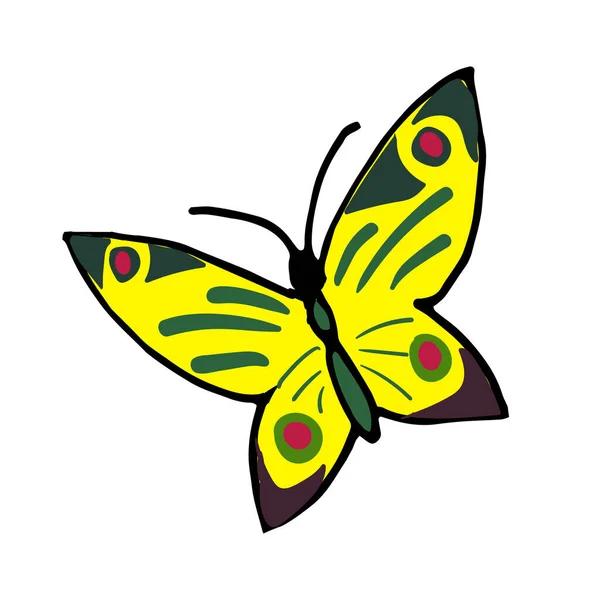 Krásný Létající Motýl Nálepka Vektorové Ilustrace — Stockový vektor