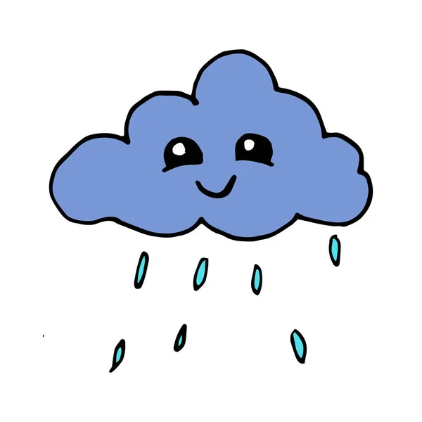 Cloud Rain Doodle Sticker Vector Illustration — Stock Vector
