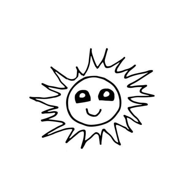 Sourire Soleil Autocollant Vecteur Illustration — Image vectorielle