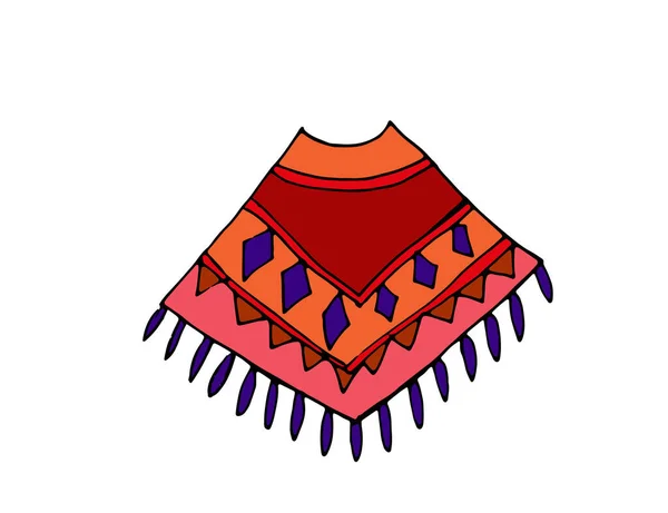 Icono Colorido Elemento Mexica Vector Poncho Aislado — Vector de stock