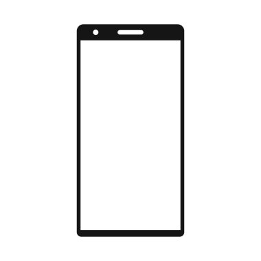 Mobil simge siyah vektör işareti. Akıllı telefon işareti çevrimiçi trend vektör şablonu.