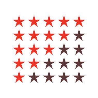 Beş yıldızlı müşteri değerlendirme simgesi vektör illüstrasyonu