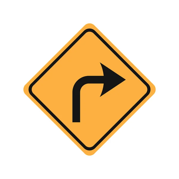 Biegen Sie Rechts Glyphen Symbol Verkehrszeichen Vektor Illustration Weißem Hintergrund — Stockvektor