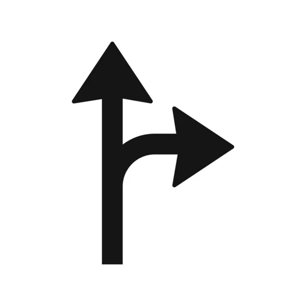 向右拐或者在白色背景下进行笔直的象形文字图标道路符号矢量图解 右转或笔直的图标标志 — 图库矢量图片