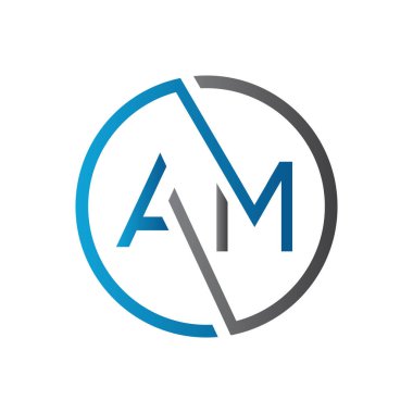 İlk AM harfi Logo Tasarım Vektör Şablonu. Yaratıcı Harf AM Logo Tasarımı