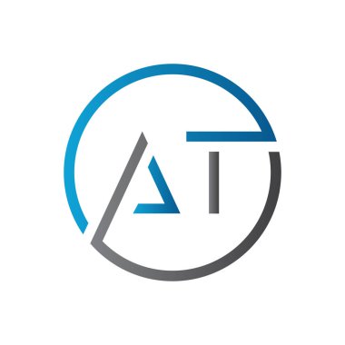 İlk AT harfi Logo Tasarım Şablonu. Yaratıcı Harf AT Logo Tasarımı