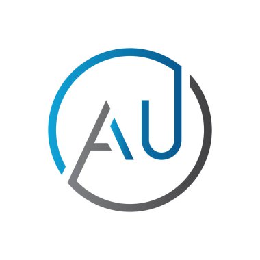 İlk AU harfi Logo Tasarım Şablonu. Yaratıcı Mektup AU Logo Tasarımı
