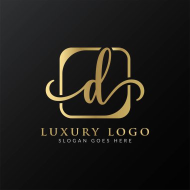 İlk D harfi Logo Tasarım Şablonu. Soyut Lüks Harf D Logo Tasarımı