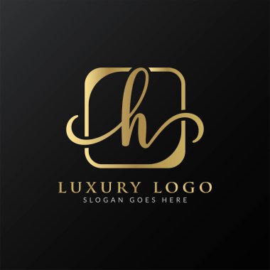 H harfi logo tasarım vektör şablonu. Soyut Lüks Harf H Logo Tasarımı