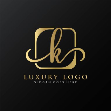 İlk K harfi Logo Tasarım Şablonu. Soyut Lüks Harf K Logo Tasarımı