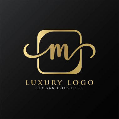 M harfi Logo Tasarım Şablonu. Soyut Lüks Mektup M Logo Tasarımı