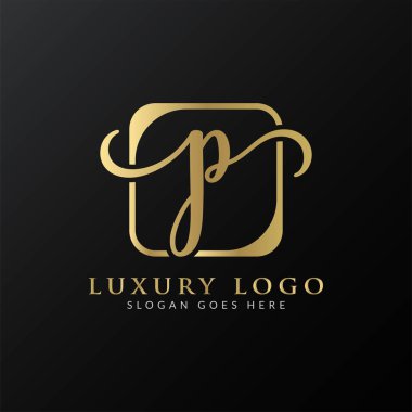 P harfi Logo Tasarım Şablonu. Soyut Lüks Harf P Logo Tasarımı