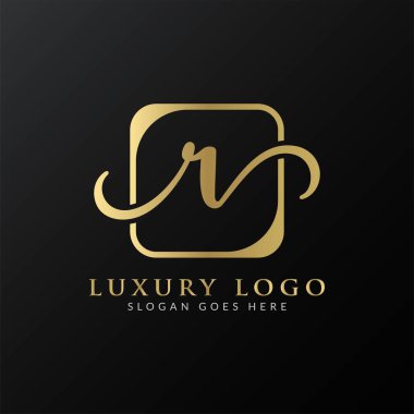 R harfi Logo Tasarım Şablonu. Soyut Lüks Harf R Logo Tasarımı