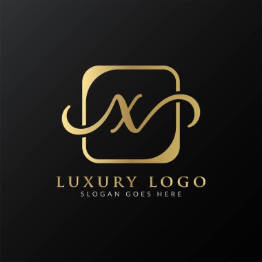 İlk X harfi Logo Tasarım Şablonu. Soyut Lüks Harf X Logo Tasarımı
