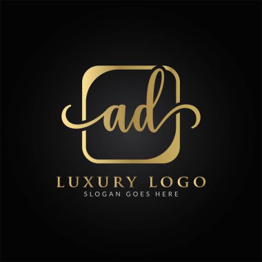 İlk AD harfi Logo Tasarım Şablonu. Yaratıcı Lüks Mektup AD Logo Tasarımı