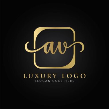 İlk AV harfi Logo Tasarım Şablonu. Yaratıcı Lüks Mektup AV Logo Tasarımı