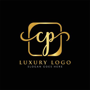 İlk CP Harf Logosu Modern Tipografi Vektör Şablonu. Yaratıcı Lüks Mektup CP Logo Vektörü.