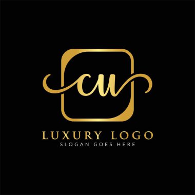 İlk CU Harf Logosu Modern Typography Vector Şablonu. Yaratıcı Lüks Mektup CU Logo Vektörü.