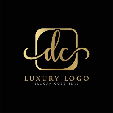 İlk DC Letter Logosu Modern Typography Vector Şablonu. Yaratıcı Lüks Harf Özeti DC Logo Tasarımı
