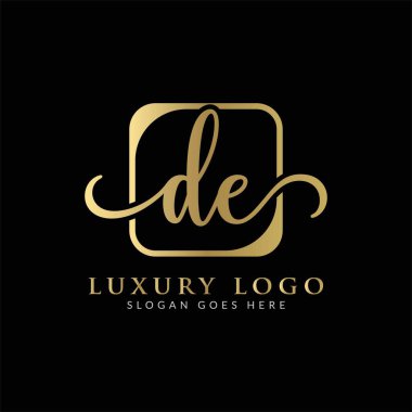 İlk DE Letter Logosu Modern Typography Vector Şablonu. Yaratıcı Lüks Harf De Logo Tasarımı