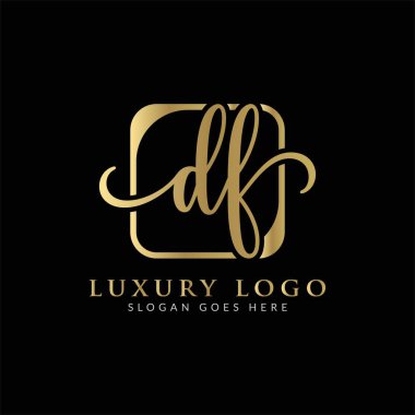 İlk DF Harf Logosu Modern Typography Vector Şablonu. Yaratıcı Lüks Harf Özeti Logo Tasarımı