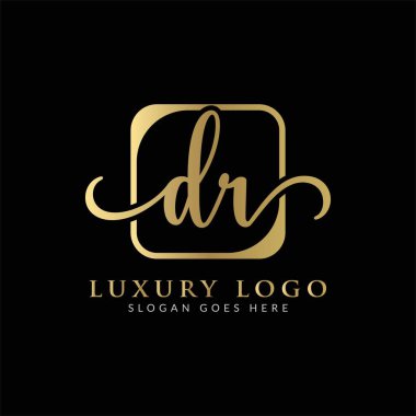 İlk DR Harf Logosu Modern Typography Vector Şablonu. Yaratıcı Lüks Harf Özeti Logo Tasarımı