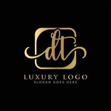 İlk DT Letter Logosu Modern Typography Vector Şablonu. Yaratıcı Lüks Harf Özeti Logo Tasarımı