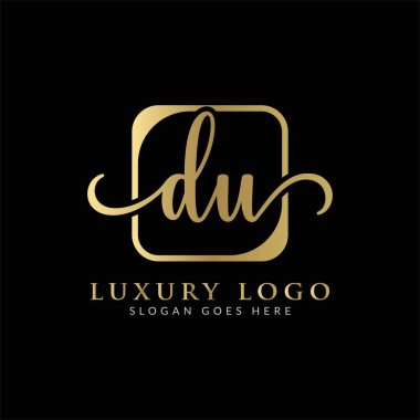 İlk DU Letter Logosu Modern Typography Vector Şablonu. Yaratıcı Lüks Mektup DU Logo Tasarımı