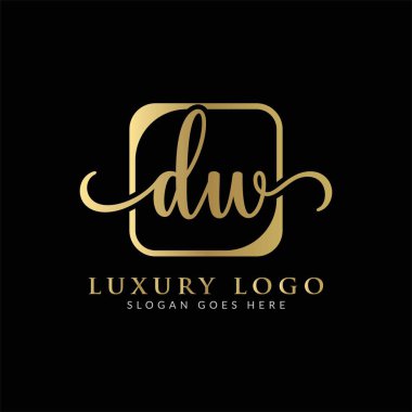 İlk DW Harf Logosu Modern Typography Vector Şablonu. Yaratıcı Lüks Harf Özeti Logo Tasarımı