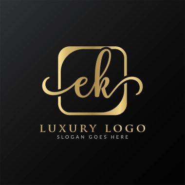 İlk EK Harf Logosu Modern Typography Vector Şablonu. Yaratıcı Soyut Harf EK Logo Tasarımı