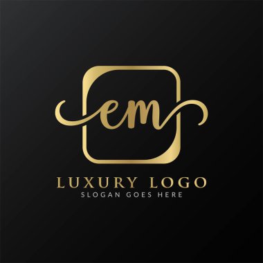 İlk EM Harf Logosu Modern Typography Vector Şablonu. Yaratıcı Soyut Harf EM Logo Tasarımı
