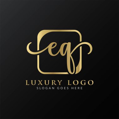 İlk EQ Harfi Logosu Modern Typography Vector Şablonu. Yaratıcı Soyut Harf EQ Logo Tasarımı