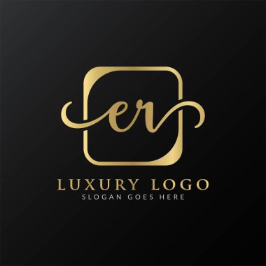 İlk ER Harfi Logosu Modern Typography Vector Şablonu. Yaratıcı Soyut Harf Acil Logo Tasarımı