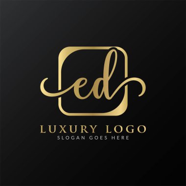 İlk ED Harf Logosu Modern Tipografi Vektör Şablonu. Yaratıcı Soyut Harf Ed Logo Tasarımı