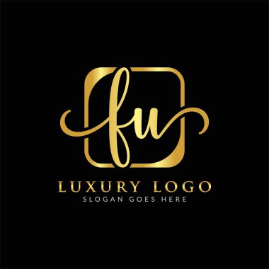 Yaratıcı modern iş tipografi vektör şablonlu ilk FU Mektup logosu. Yaratıcı Harf FU Logo Vektörü