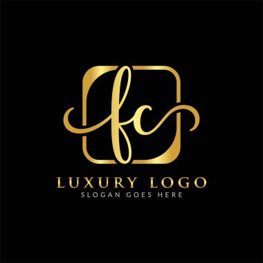 Yaratıcı modern iş tipografi vektör şablonlu ilk FC Harf Logosu. Yaratıcı Harf FC Logo Vektörü