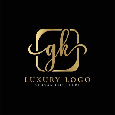 İlk GK Harf Logosu Modern Tipografi Vektör Şablonu. Yaratıcı Lüks Mektup GK logo tasarımı