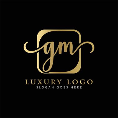 İlk GM Harf Logosu Modern Tipografi Vektör Şablonu. Yaratıcı Lüks Mektup GM logosu Tasarımı