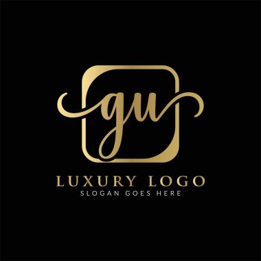 İlk GU Letter Logosu Modern Typography Vector Şablonu. Yaratıcı Lüks Mektup GU logo Tasarımı