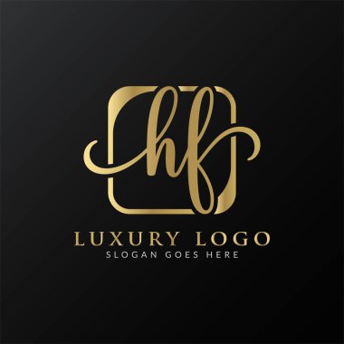 HF Logo Tasarım Vektör Şablonu. İlk Lüks Mektup HF Vektör İllüstrasyonu