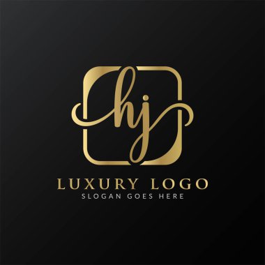 HJ Logo Tasarım Vektör Şablonu. İlk Lüks Mektup HJ Vektör İllüstrasyonu